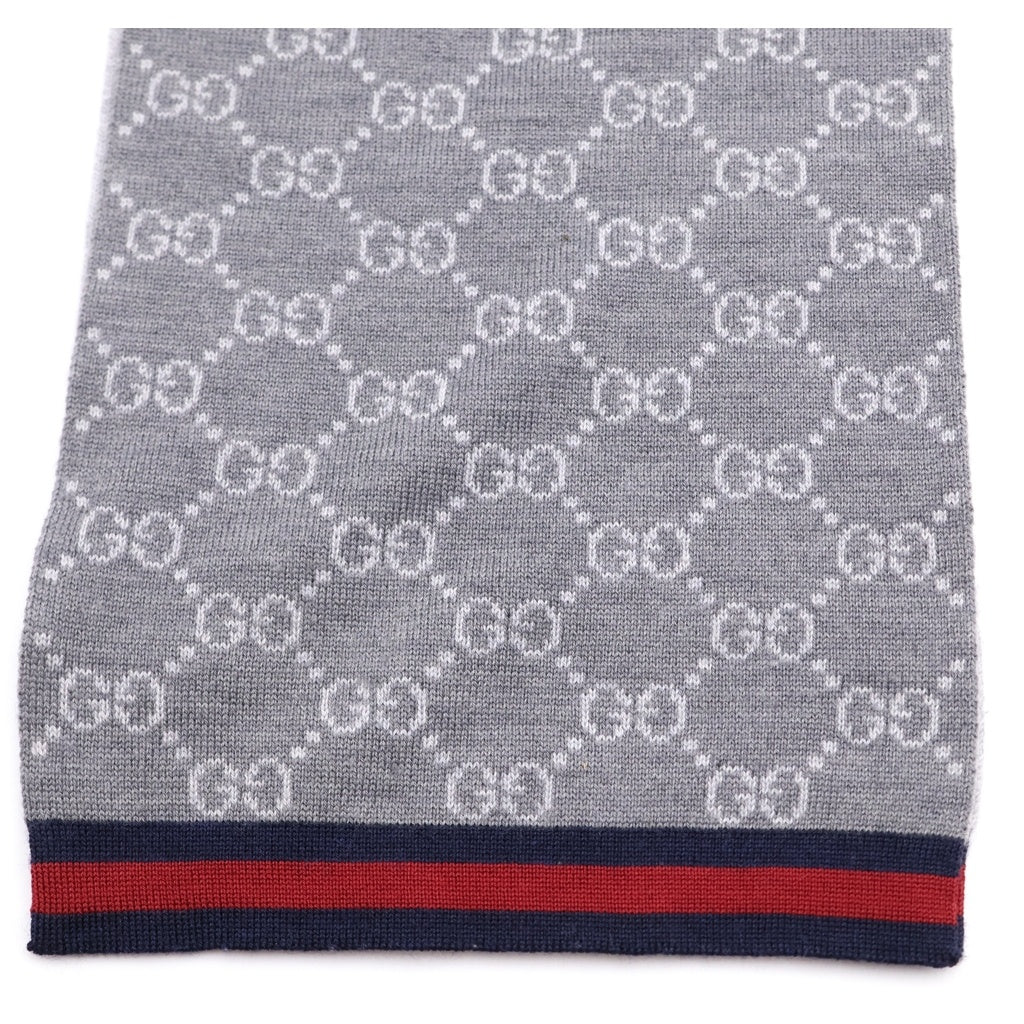 GUCCI(グッチ) GG シェリーライン ウール ニット マフラー グレー