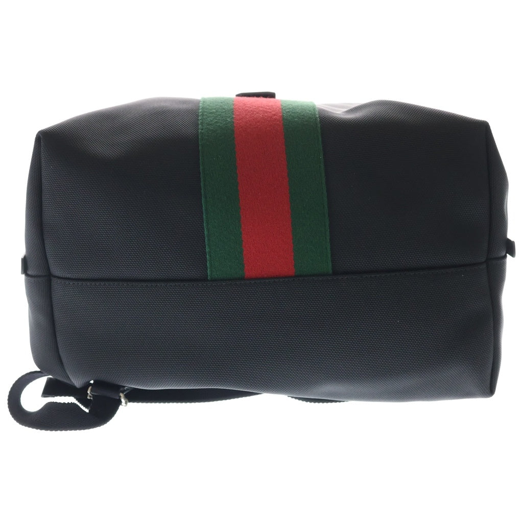 GUCCI(グッチ) シェリーライン バックパック リュックサック ブラック ナイロン×レザー 619749 シルバー金具 レディース