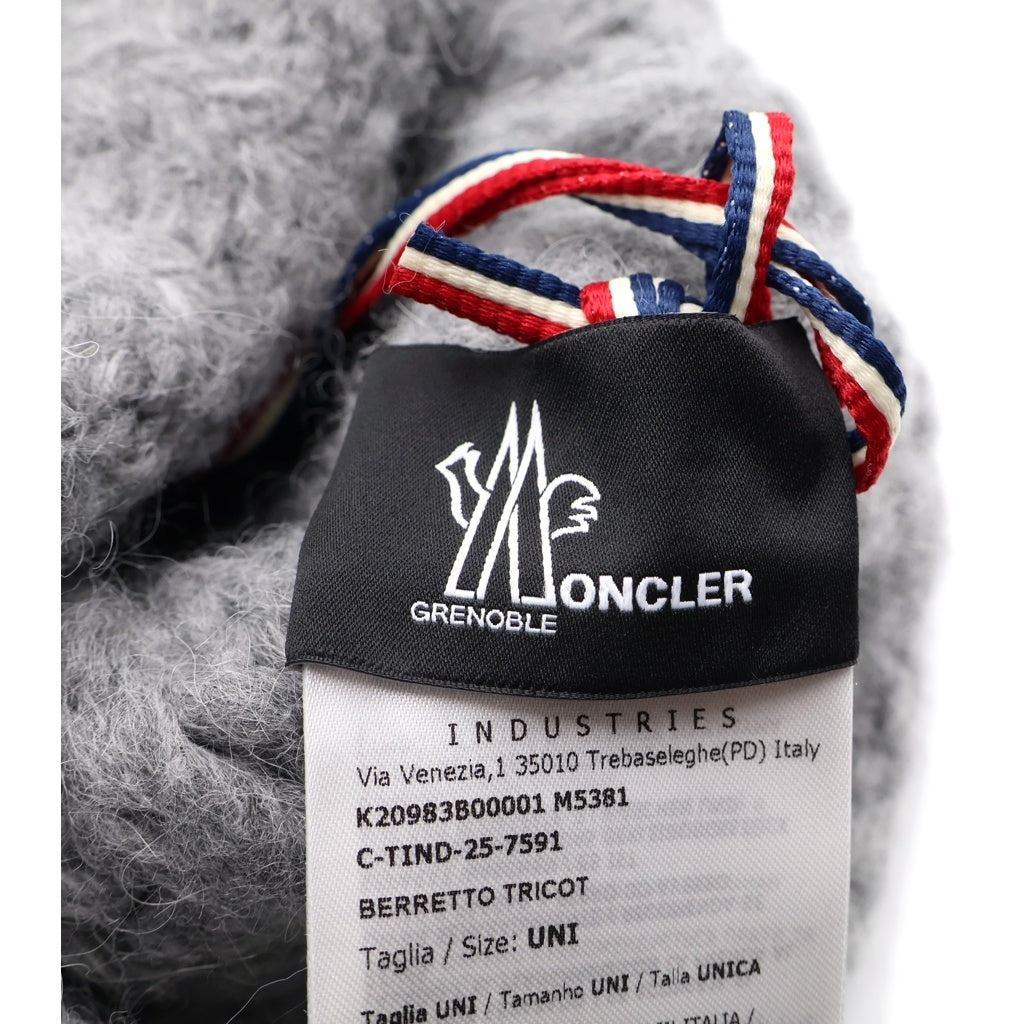 MONCLER(モンクレール) 25AW ロゴ刺繍 アルパカ ウール混 ニットキャップ 帽子 ビーニー グレー K20983B00001 M5381 レディース