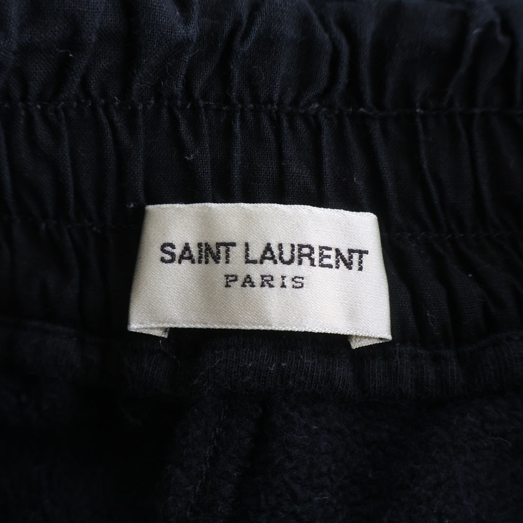 SAINT LAURENT PARIS(サンローランパリ) 23SS ロゴ刺繍 スウェット ショート ハーフ パンツ ショーツ ブラック 732762