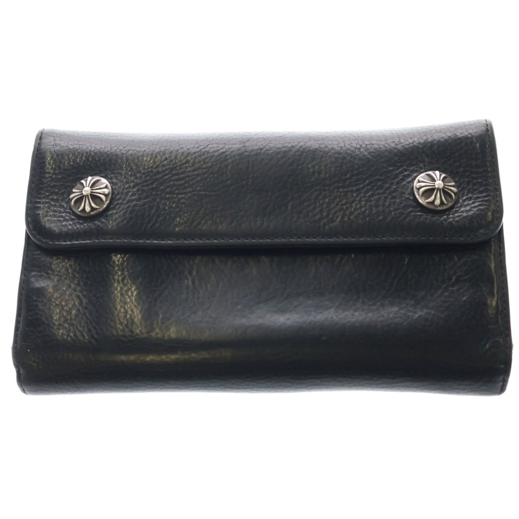 CHROME HEARTS(クロムハーツ) WAVE ウェーブ レザーロングウォレット 長財布 カードケース ブラック レザー