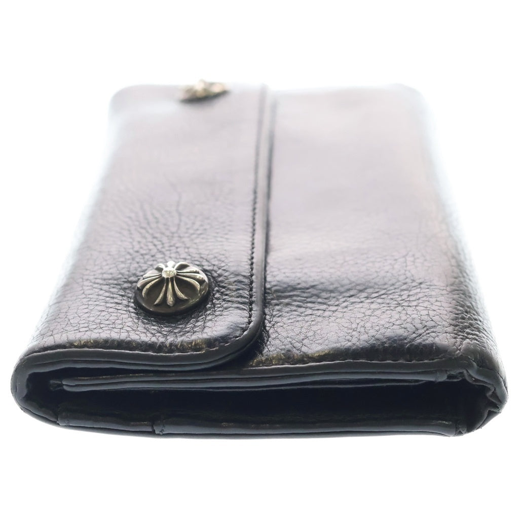 CHROME HEARTS(クロムハーツ) WAVE ウェーブ レザーロングウォレット 長財布 カードケース ブラック レザー