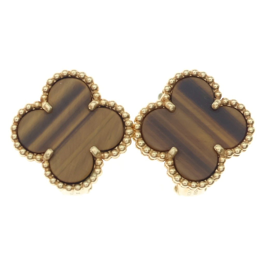 Van Cleef & Arpels(ヴァンクリーフアンドアーペル) ヴィンテージアルハンブラ タイガーアイ ピアス 750YG イエローゴールド レディース