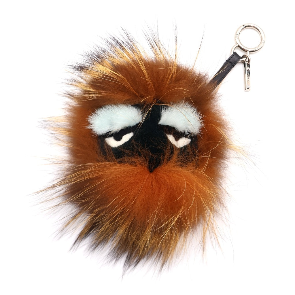 FENDI(フェンディ) モンスターチャーム バッグチャーム キーリング キーホルダー ブラウン シルバー金具 レディース