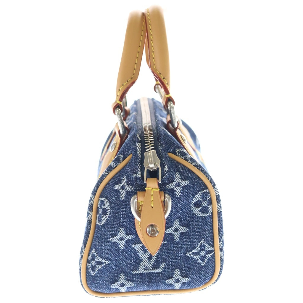 LOUIS VUITTON(ルイヴィトン) モノグラムフラワーデニム スピーディ・バンドリエール18 2WAYハンドバッグ ショルダーバッグ インディゴブルー×レザー M27557 シルバー金具 レディース
