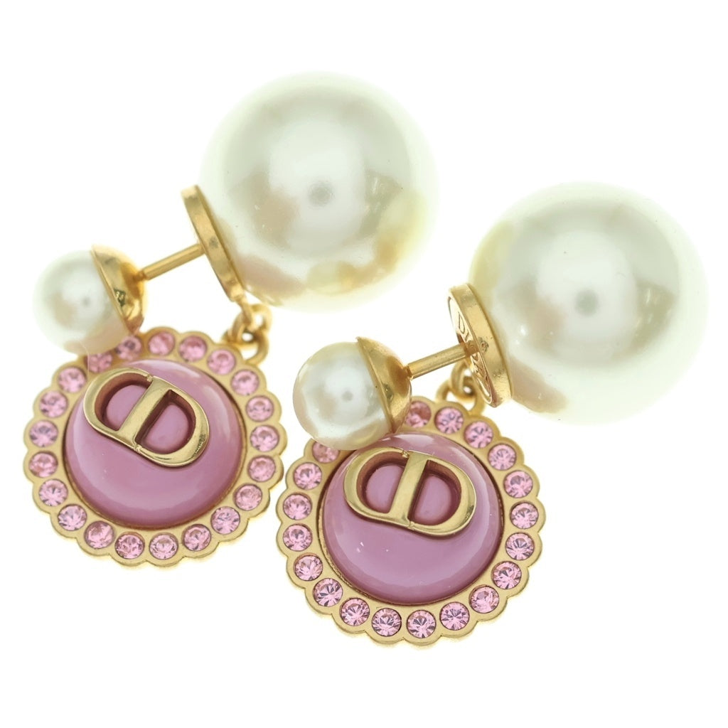 DIOR(ディオール) PETIT CDロゴ ラインストーン トライバル イヤリング パール ピンク E3070WOMCY04PU ゴールド金具 レディース