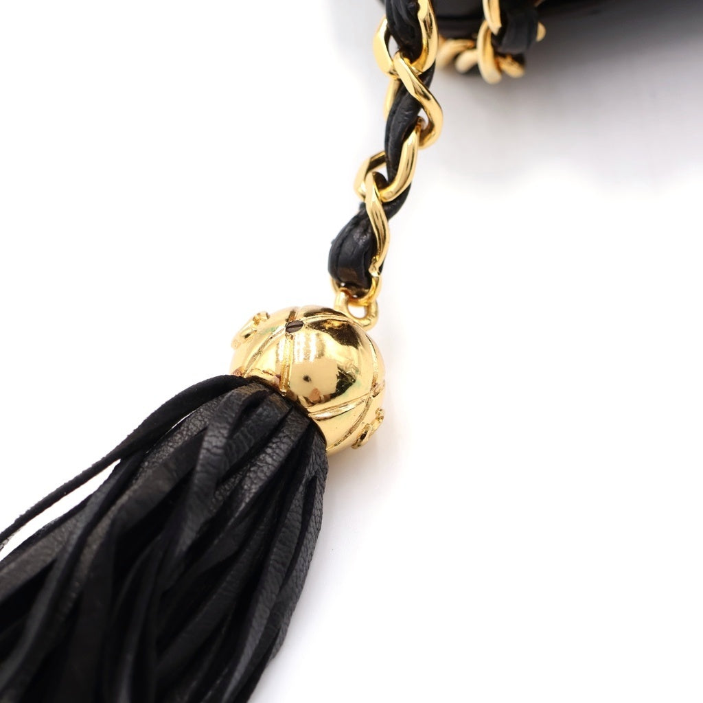 CHANEL(シャネル) マトラッセ ココマーク タッセル フリンジ ラムスキン ゴールド金具 ミニ チェーンショルダーバッグ ブラック レディース