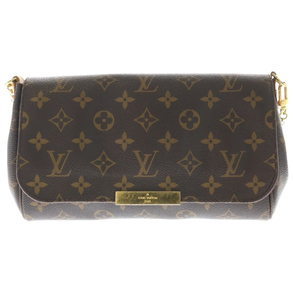LOUIS VUITTON(ルイヴィトン) モノグラム フェイボリットPM ショルダーバッグ ミニバッグ ブラウン レザー×PVC M40717 ゴールド金具 レディース
