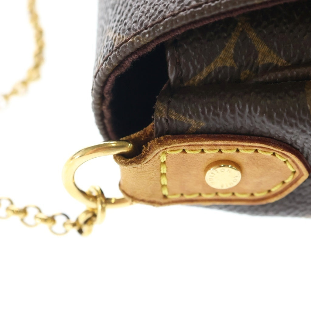 LOUIS VUITTON(ルイヴィトン) モノグラム フェイボリットPM ショルダーバッグ ミニバッグ ブラウン レザー×PVC M40717 ゴールド金具 レディース