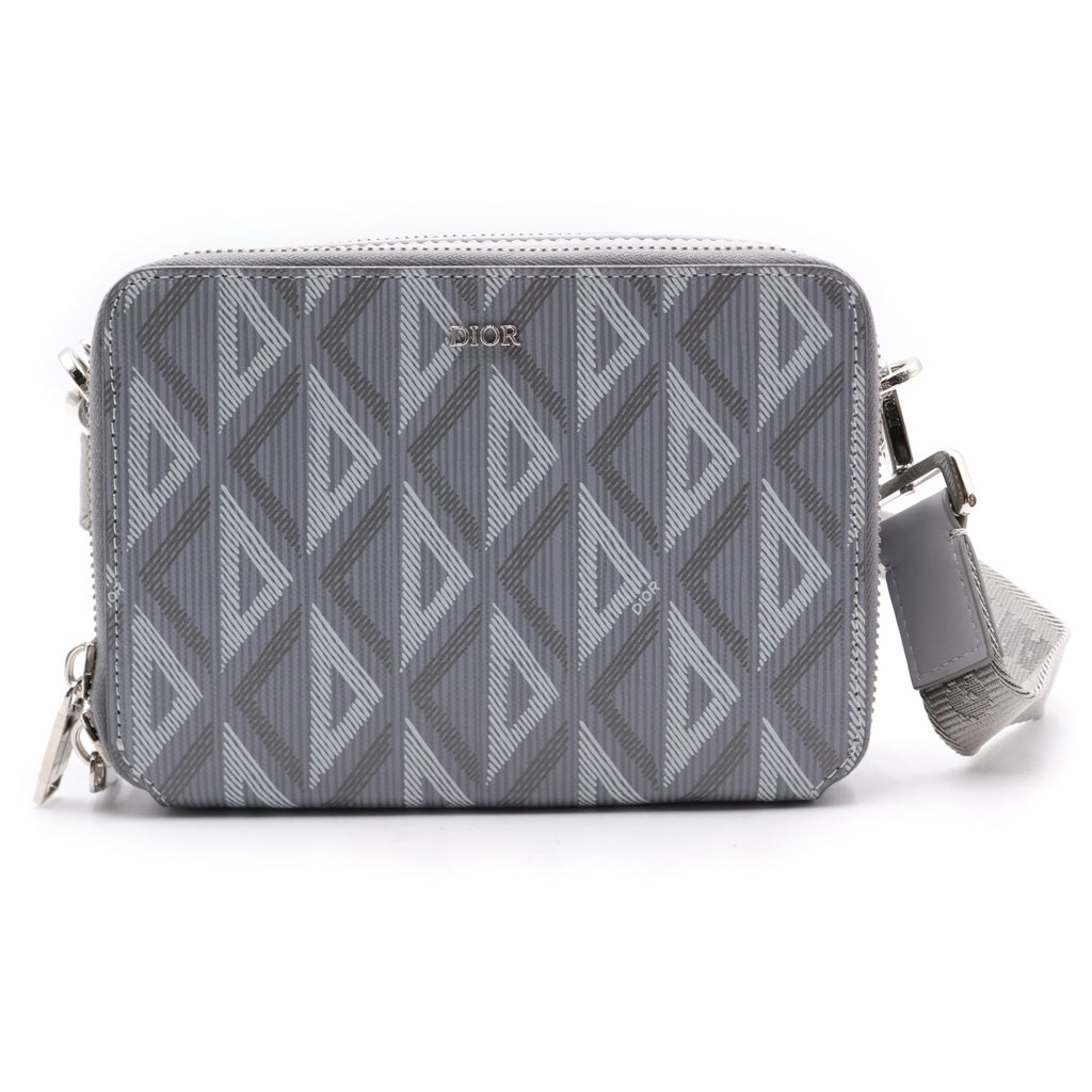 Christian Dior(クリスチャンディオール) CDダイヤモンド ショルダーバッグ グレー レザー 2ESBC119DCO シルバー金具 レディース