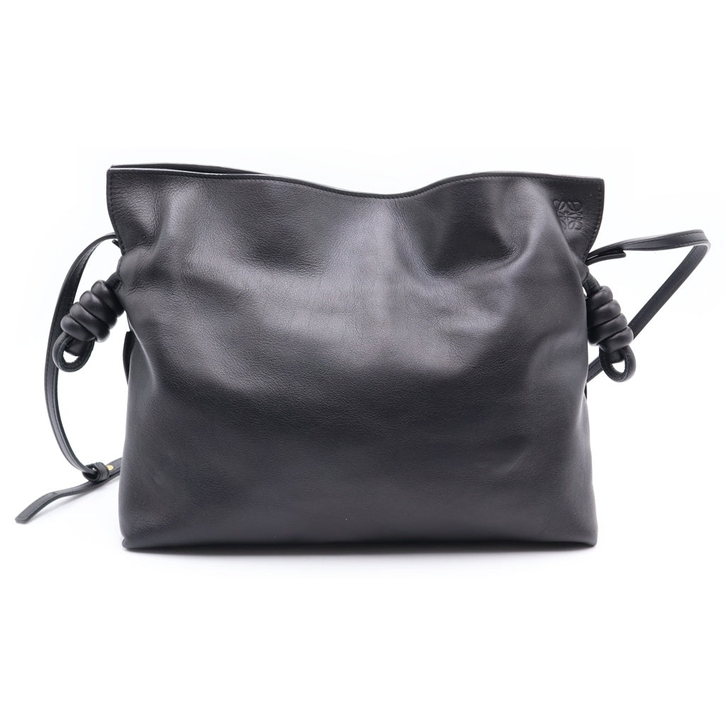LOEWE(ロエベ) フラメンコ ミディアム ショルダーバック 巾着バッグ ブラック カーフスキン レディース