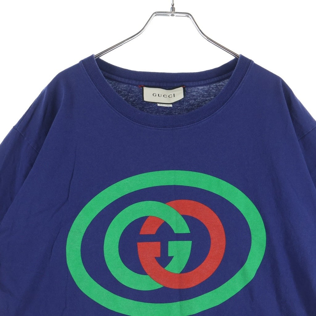 GUCCI(グッチ) ■インターロッキングG プリント Tシャツ ブルー コットン100% サイズM