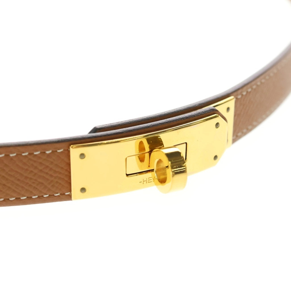 HERMES(エルメス) ケリーベルト ゴールド ブラウン エプソン X刻印 ゴールド金具 レディース