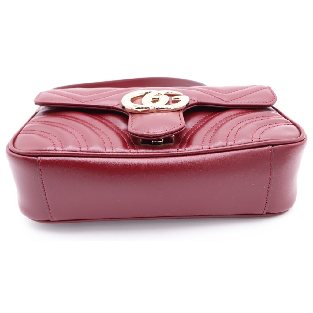 GUCCI(グッチ) GGマーモント チェーンショルダーバッグ ボルドー レザー 446744 ゴールド金具 レディース