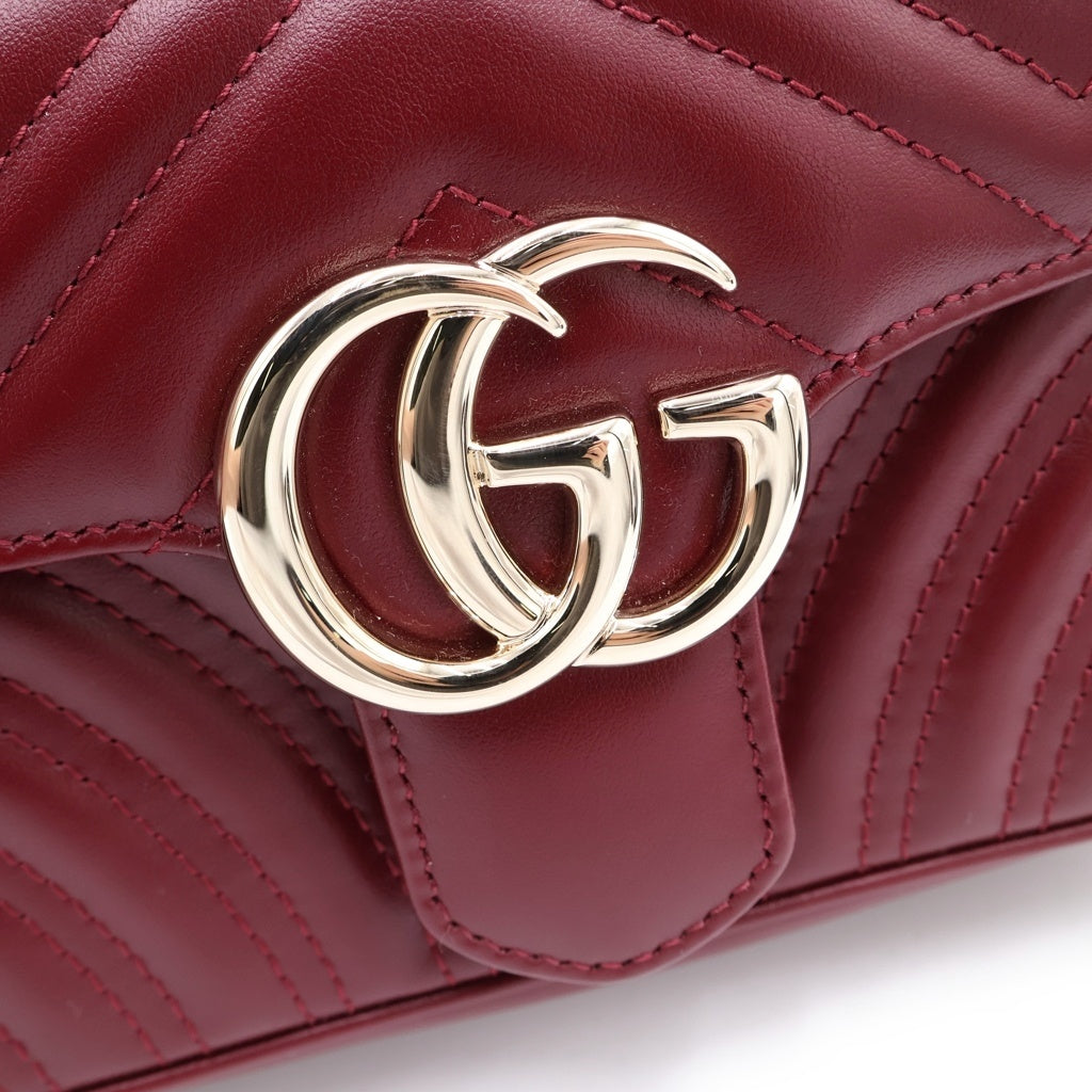 GUCCI(グッチ) GGマーモント チェーンショルダーバッグ ボルドー レザー 446744 ゴールド金具 レディース