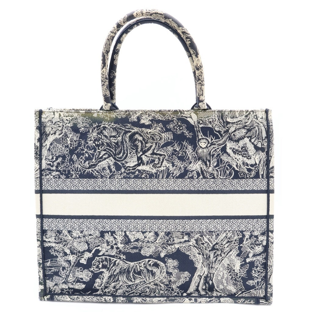 DIOR(ディオール) ブックトート ラージ トワル ドゥ ジュイ リバース エンブロイダリー ハンドバッグ トートバッグ ネイビー ジャガード M1286ZRGO_M35I レディース