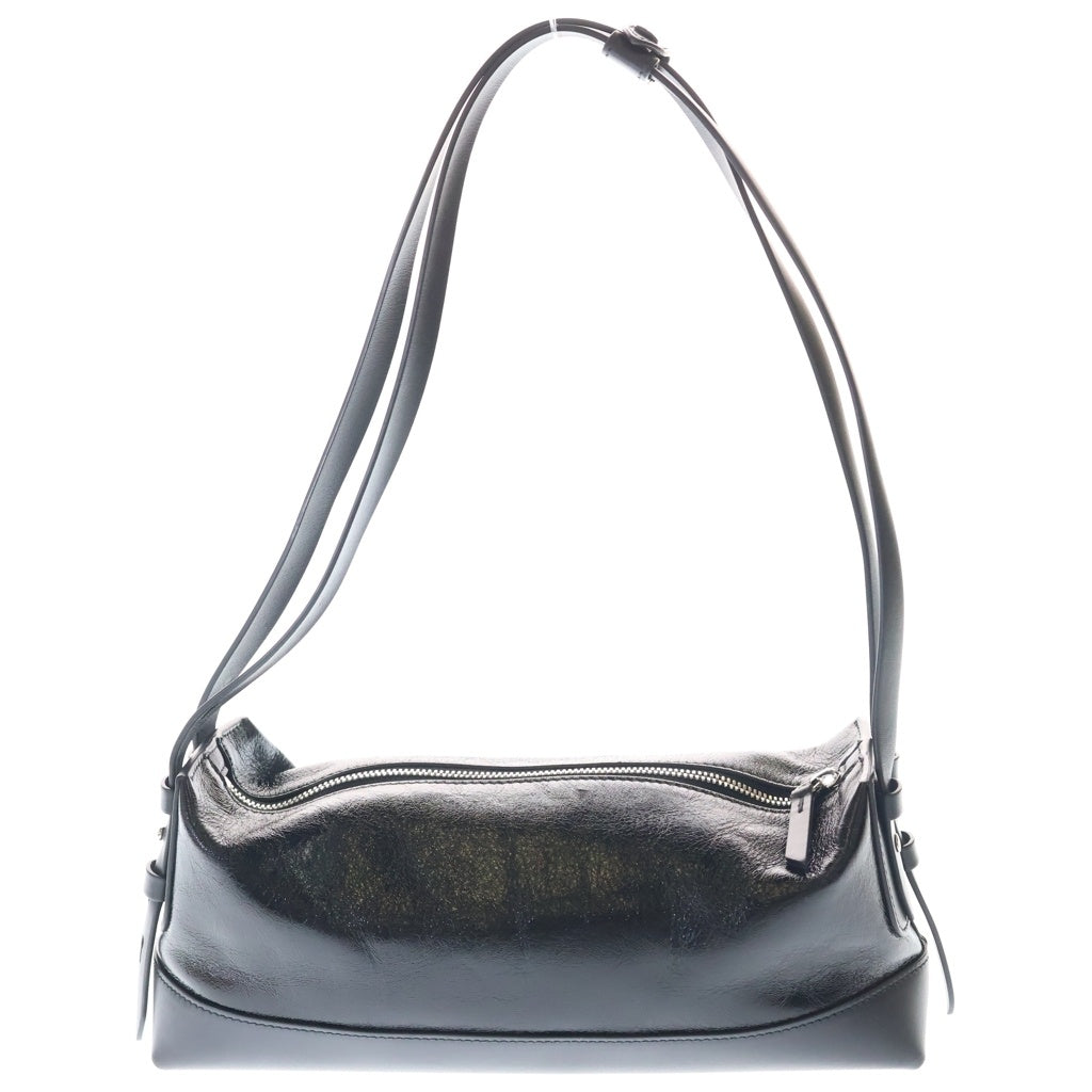 MM6 Maison Margiela(エムエムシックスメゾンマルジェラ) ドローストリング ショルダーバッグ ブラック レザー SB1ZH0004 シルバー金具 レディース