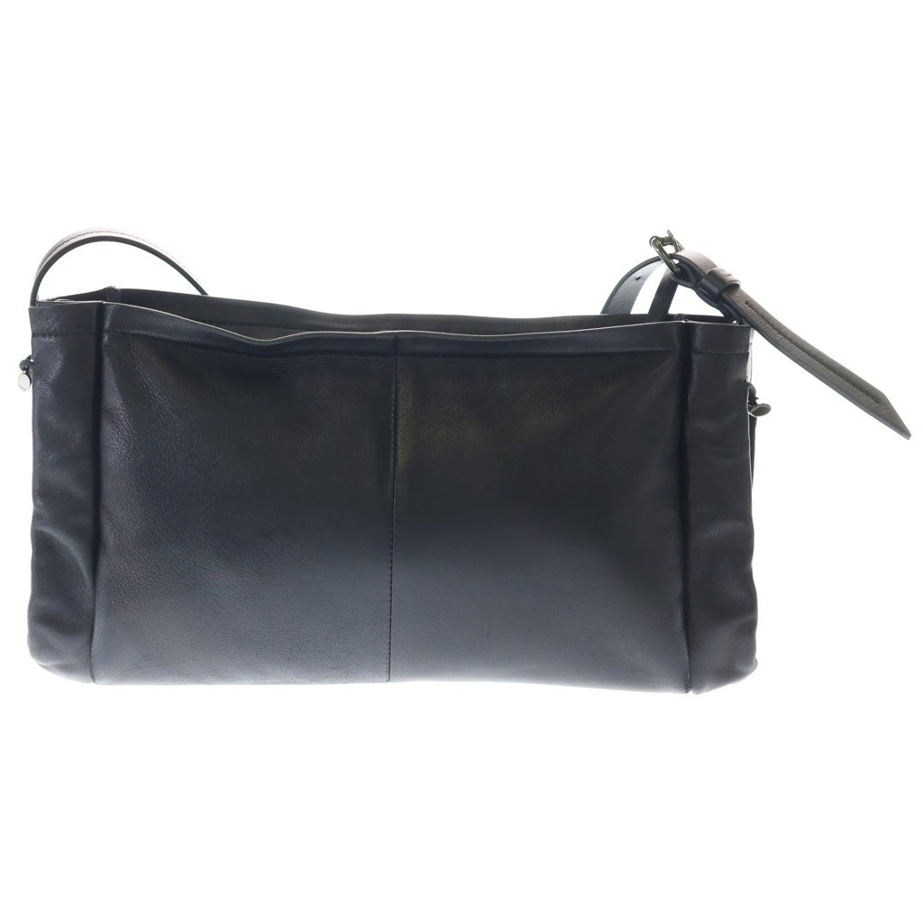 MM6 Maison Margiela(エムエムシックスメゾンマルジェラ) ドローストリング バケットバッグ ショルダーバッグ ブラック レザー SB1ZH0006 シルバー金具 レディース