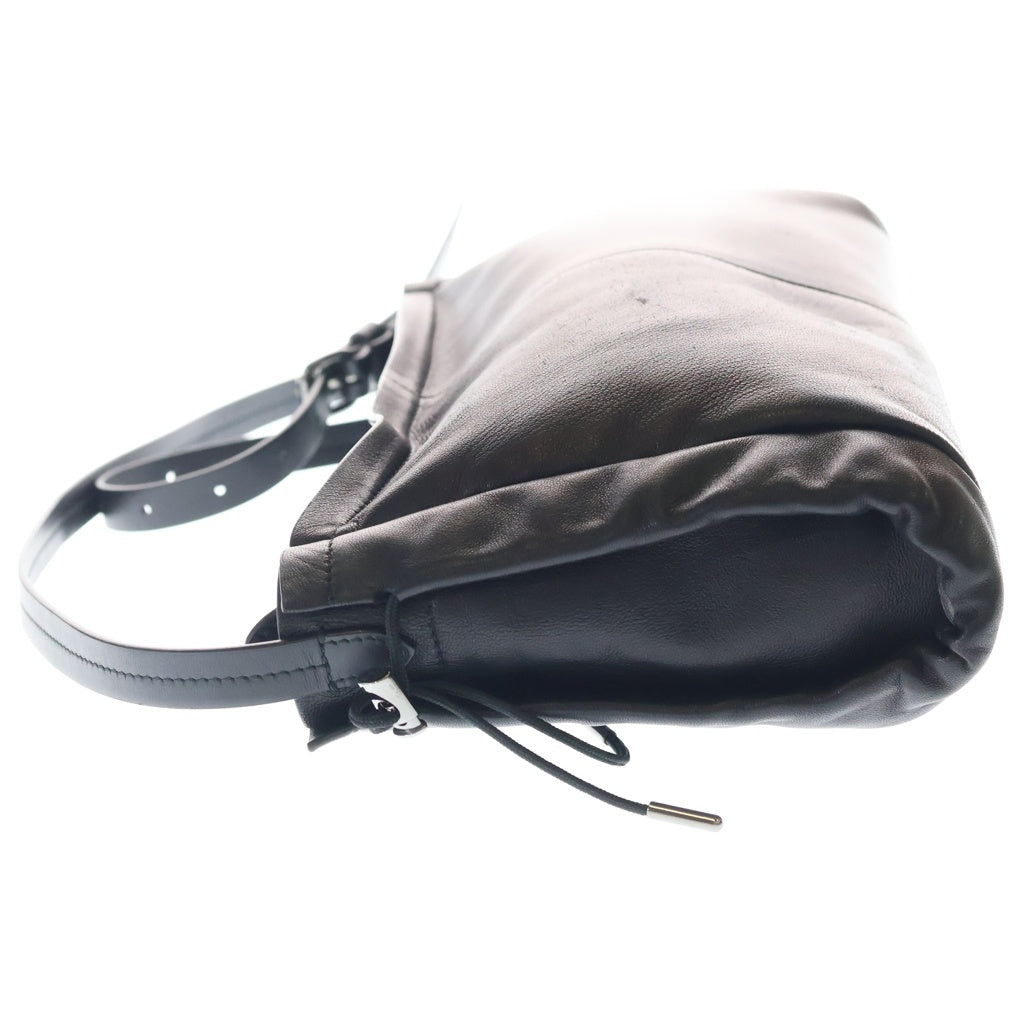 MM6 Maison Margiela(エムエムシックスメゾンマルジェラ) ドローストリング バケットバッグ ショルダーバッグ ブラック レザー SB1ZH0006 シルバー金具 レディース