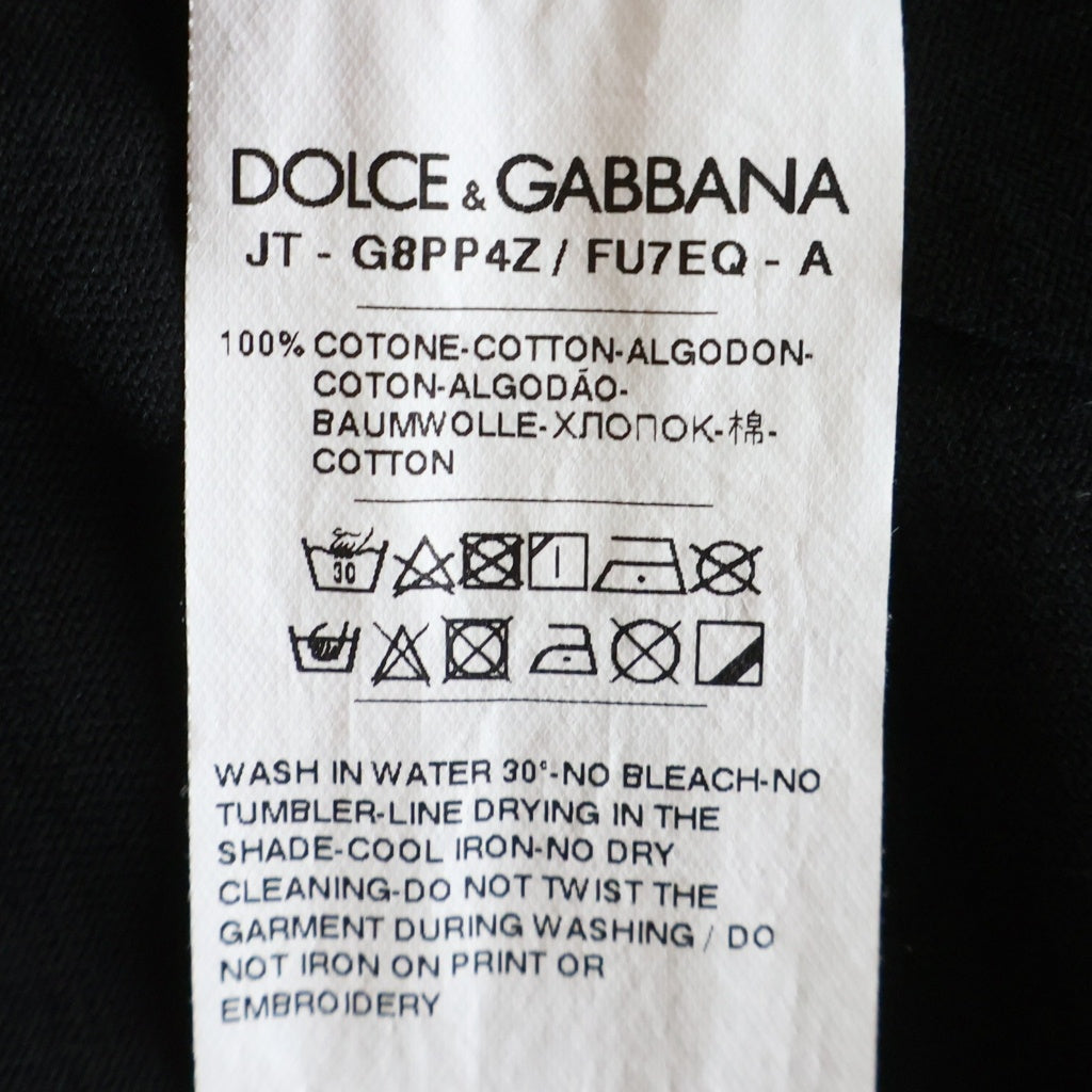 DOLCE & GABBANA(ドルチェアンドガッバーナ) エンボス加工 ロゴ コットン 半袖 Tシャツ カットソー #54 ブラック G8PP4Z