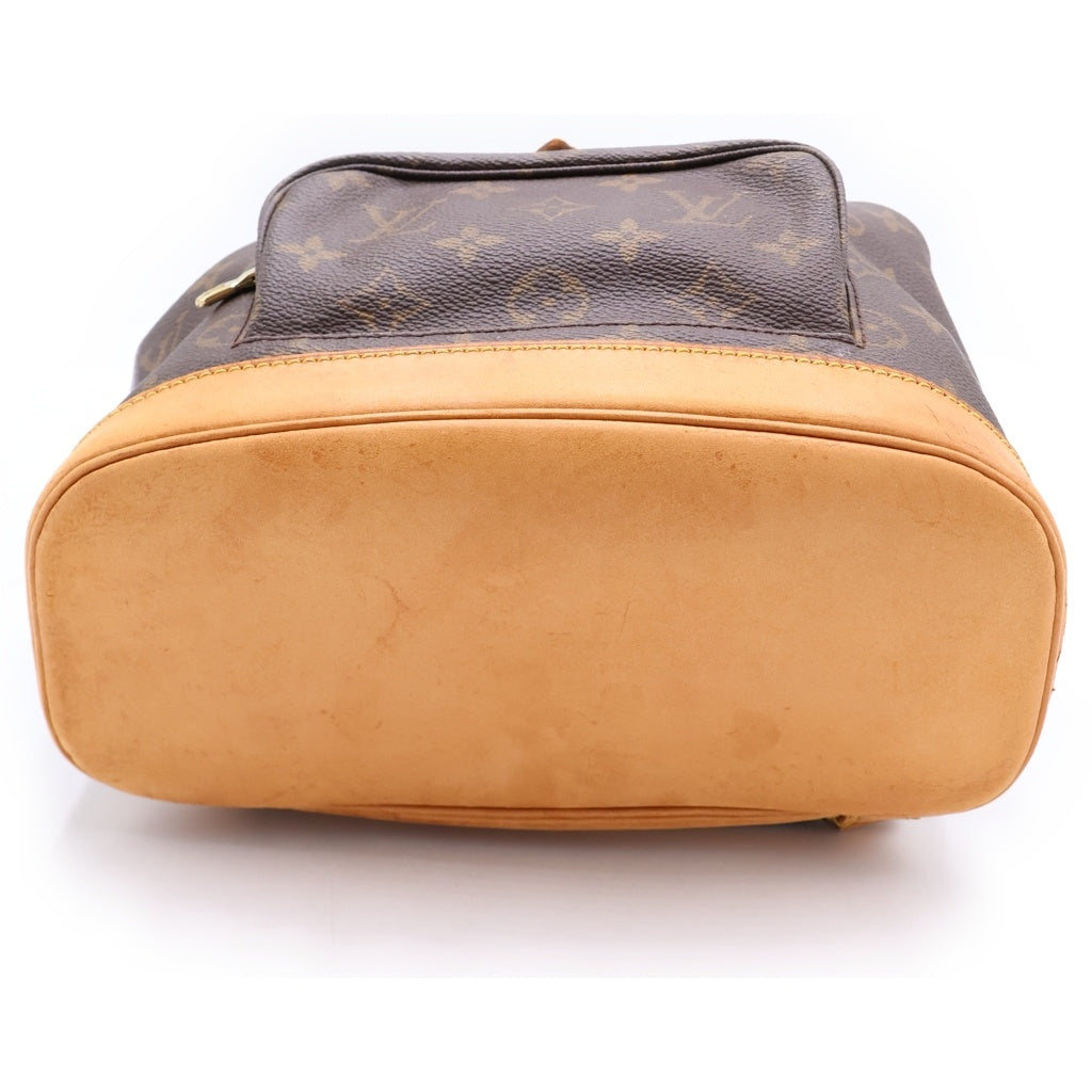 LOUIS VUITTON(ルイヴィトン) モノグラム モンスリPM リュックサック バックパック ブラウン レザー×PVC M51136 ゴールド金具