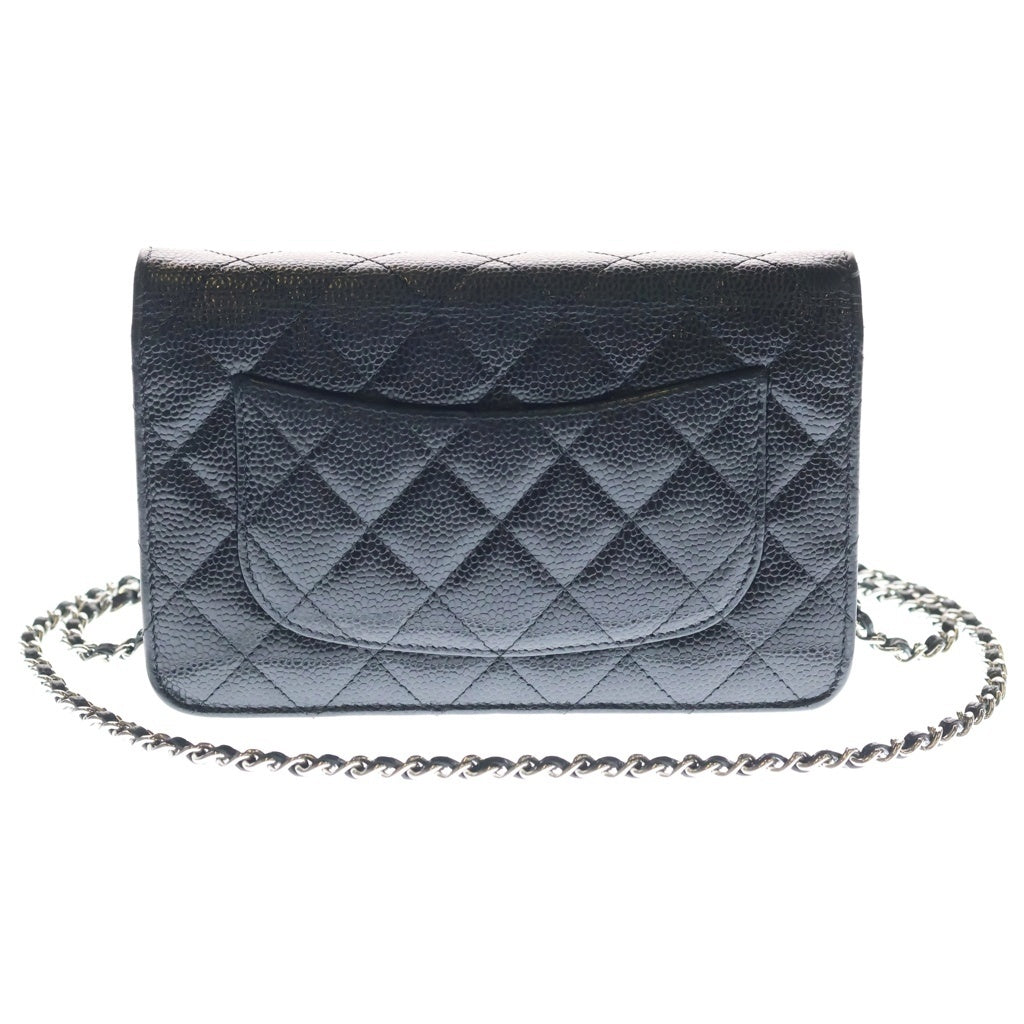 CHANEL(シャネル) マトラッセ チェーンショルダーウォレット ショルダーバッグ ブラック キャビアスキン AP0250 シルバー金具 レディース