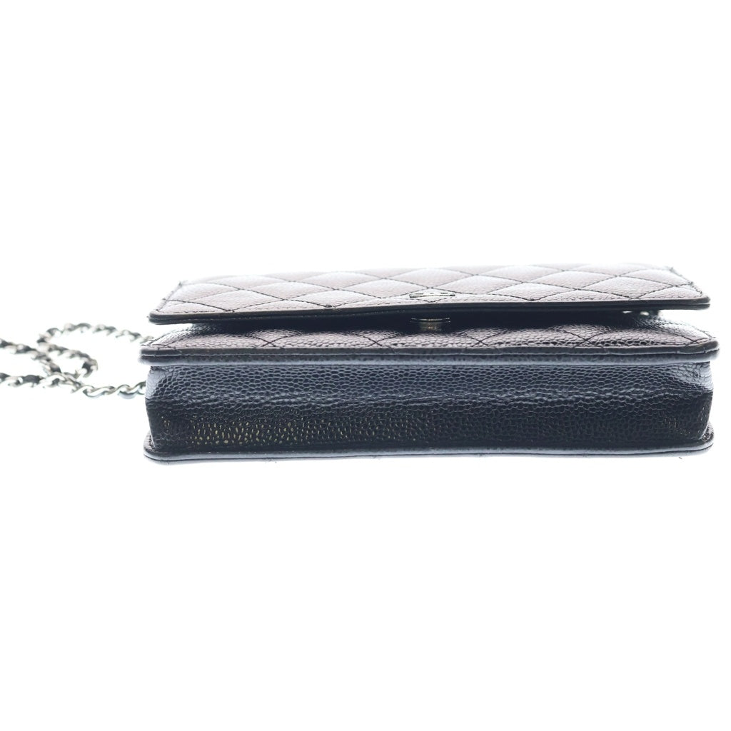 CHANEL(シャネル) マトラッセ チェーンショルダーウォレット ショルダーバッグ ブラック キャビアスキン AP0250 シルバー金具 レディース