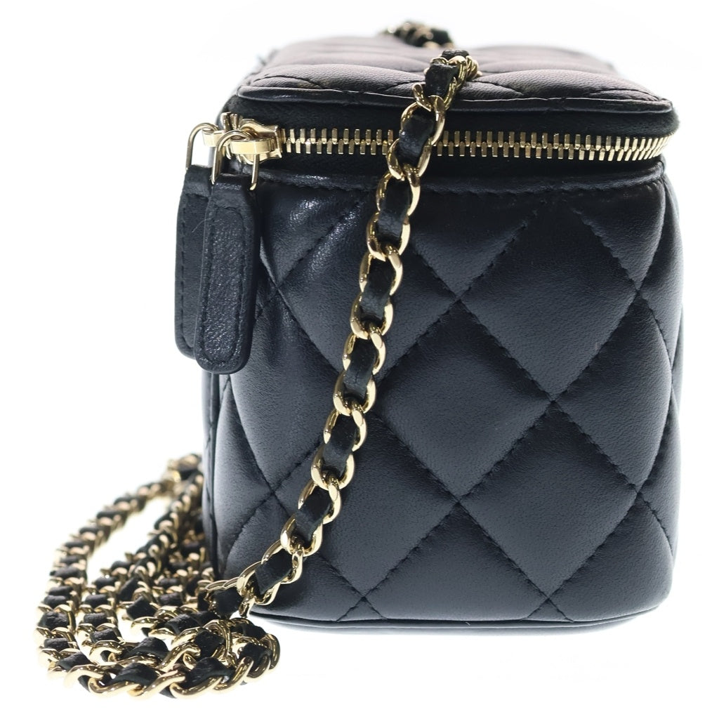 CHANEL(シャネル) マトラッセ バニティ チェーンショルダーバッグ ミニバッグ ブラック ラムスキン AP1341 ゴールド金具 レディース