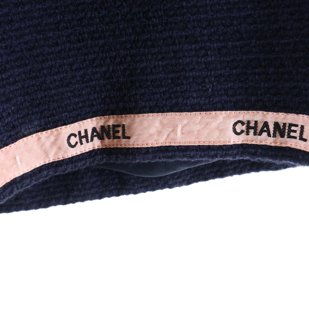 CHANEL(シャネル) ココマーク ロゴテープ ウール ツイード ハーフ ショート パンツ ショーツ ネイビー/ピンク P70094V33633 レディース