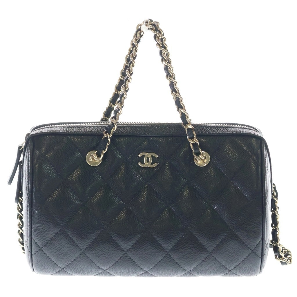 CHANEL(シャネル) マトラッセ タイムレス クラシック ライン 2WAY チェーンショルダーバッグ ハンドバッグ ミニボストンブラック キャビアスキン AP4474 ゴールド金具 レディース