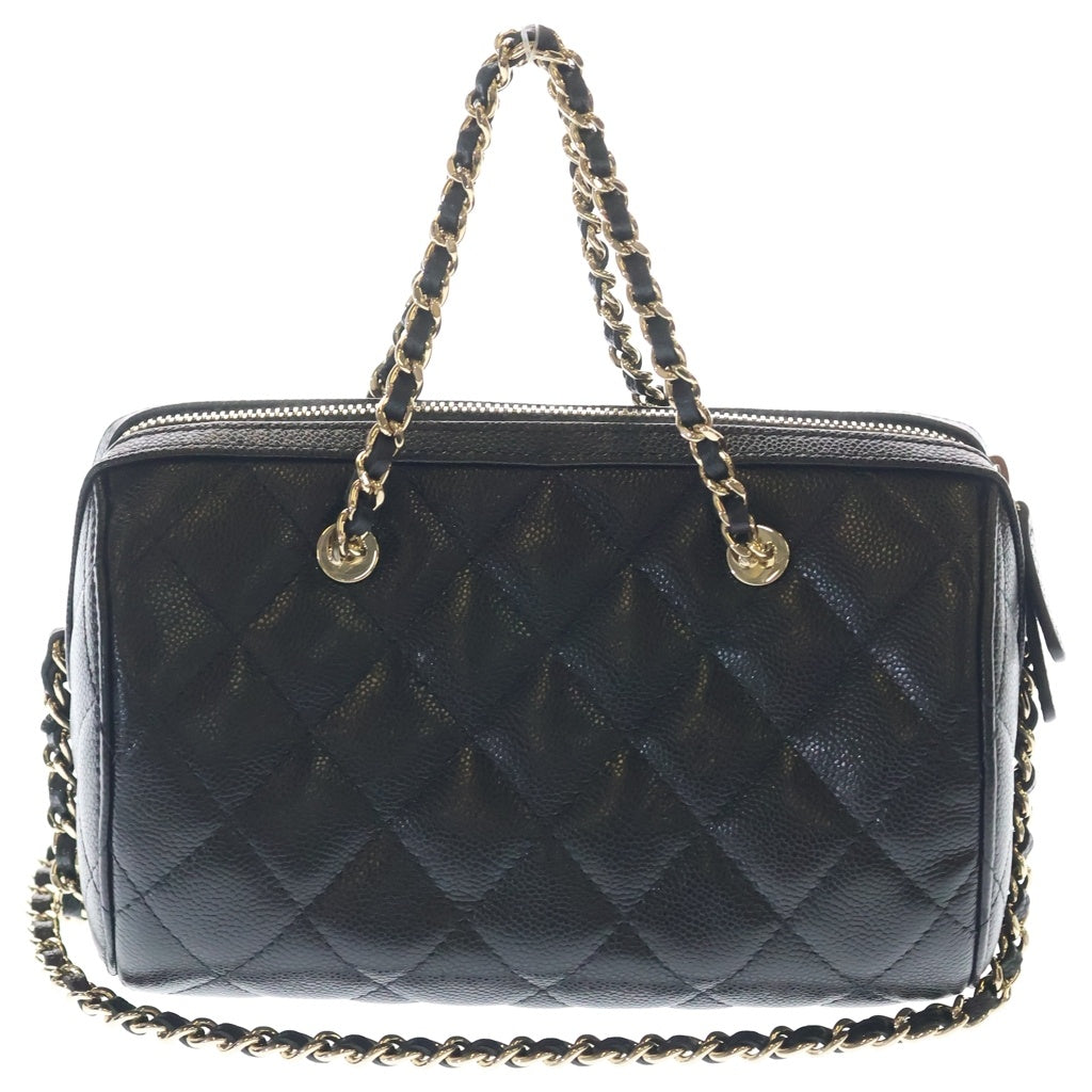 CHANEL(シャネル) マトラッセ タイムレス クラシック ライン 2WAY チェーンショルダーバッグ ハンドバッグ ミニボストンブラック キャビアスキン AP4474 ゴールド金具 レディース