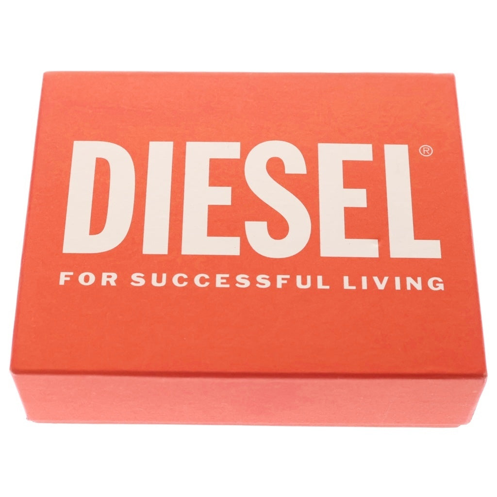 DIESEL(ディーゼル) ロゴプレート 二つ折り財布 コンパクトウォレット カードケース ブラック レザー レディース