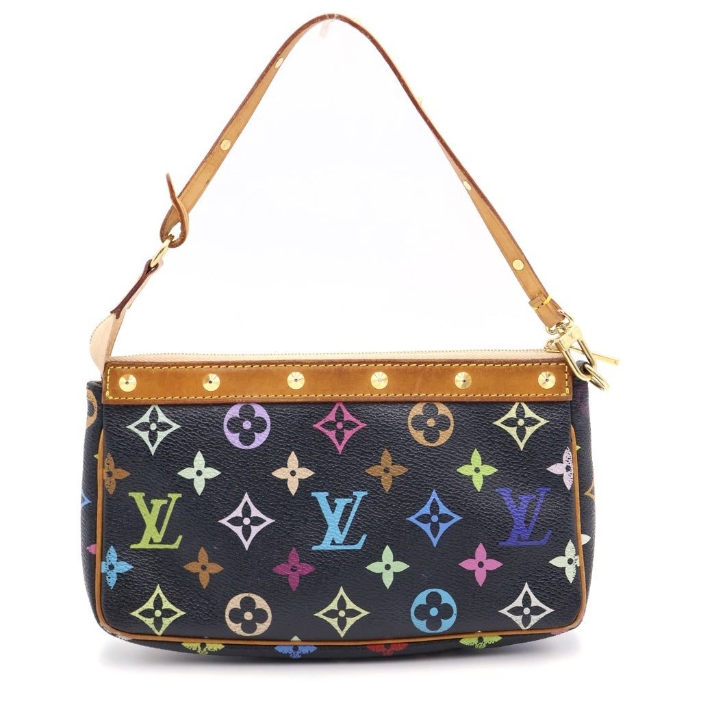 LOUIS VUITTON(ルイヴィトン) モノグラム マルチカラー ポシェットアクセソワール ミニハンドバッグ ケース ブラック ノワール レザー×PVC M92648 ゴールド金具 レディース