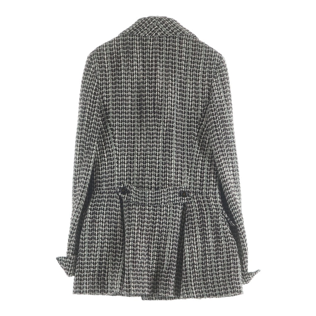 CHANEL(シャネル) 01AW archive Wool Tweed Coat ココマークボタン ウールツイード ハーフコート ホワイト/ブラウン/ブラック P18117V10417 レディース