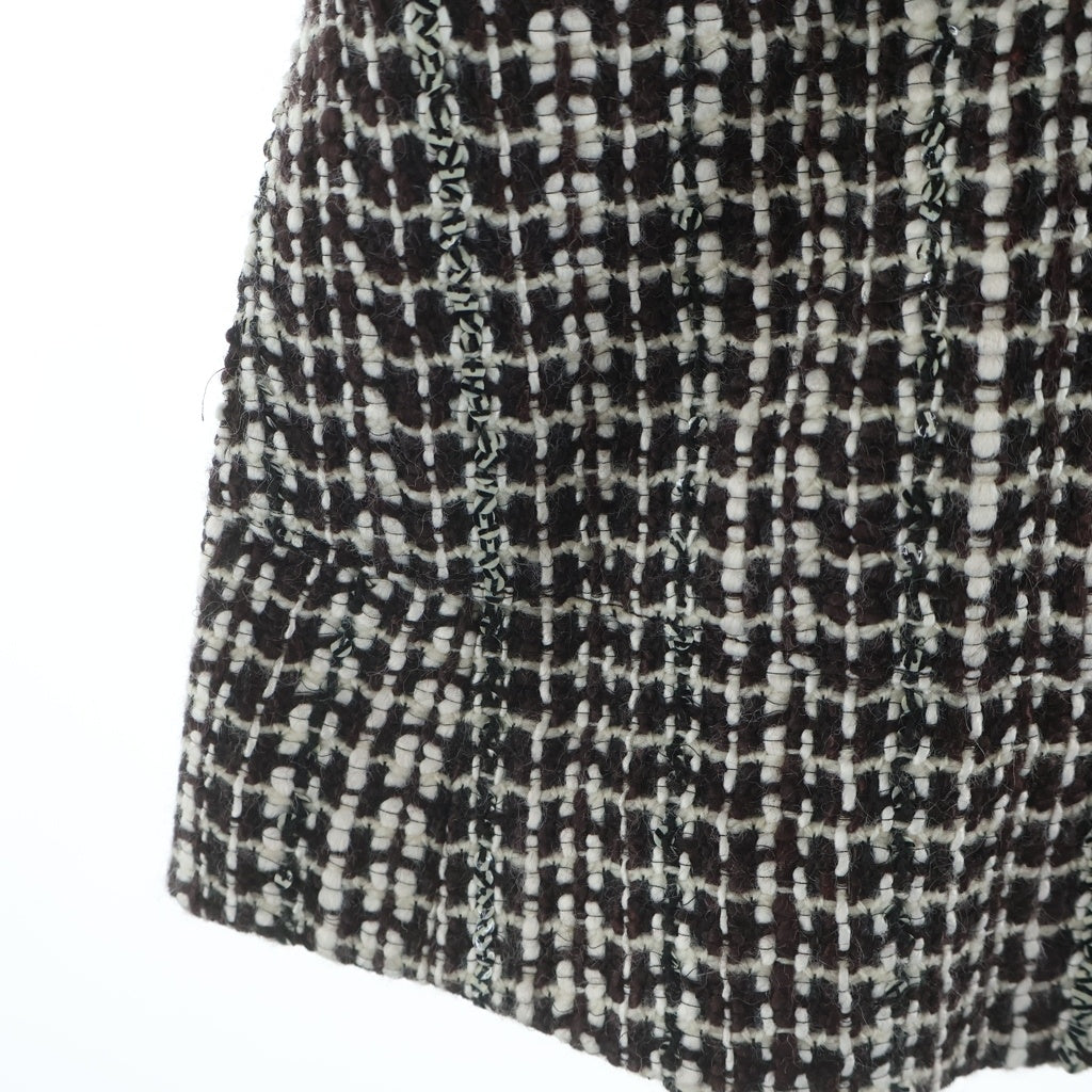 CHANEL(シャネル) 01AW archive Wool Tweed Coat ココマークボタン ウールツイード ハーフコート ホワイト/ブラウン/ブラック P18117V10417 レディース