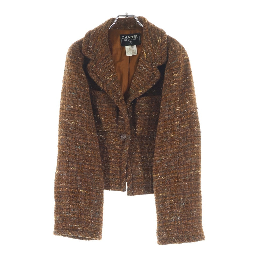CHANEL(シャネル) 98AW archive Wool Tweed Blazer ココマークボタン ウールツイード ブレザー 1B テーラードジャケット ブラウン P12140V07047 レディース