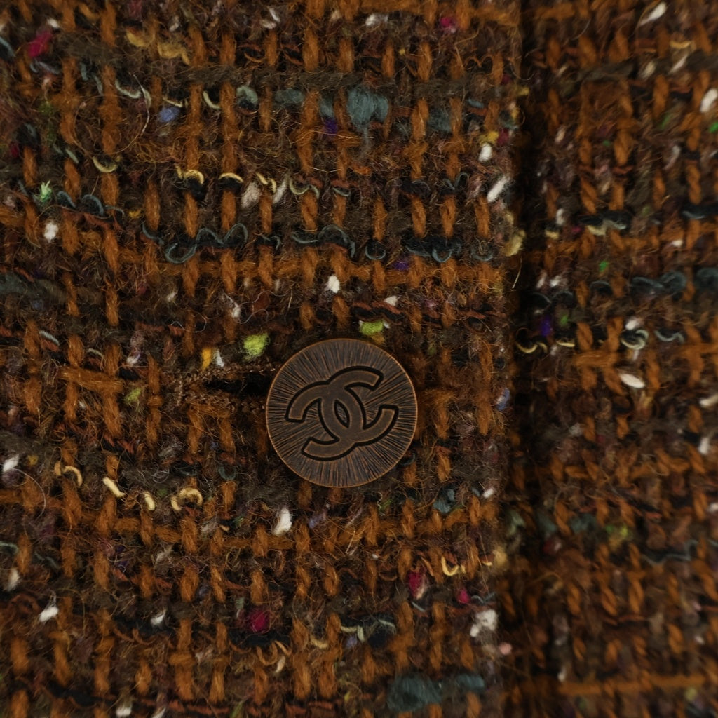 CHANEL(シャネル) 98AW archive Wool Tweed Skirt ココマークボタン ウールツイード スカート ブラウン P12140V07047 レディース