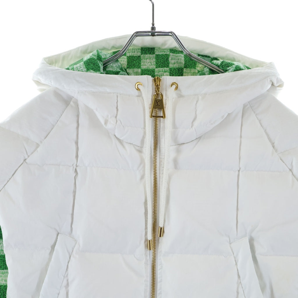 LOUIS VUITTON(ルイヴィトン) LVマッチ オープンアームジャケット ナイロン フーディーダウンベスト #38 ホワイト/グリーン RW222W E54 FNOW30 レディース