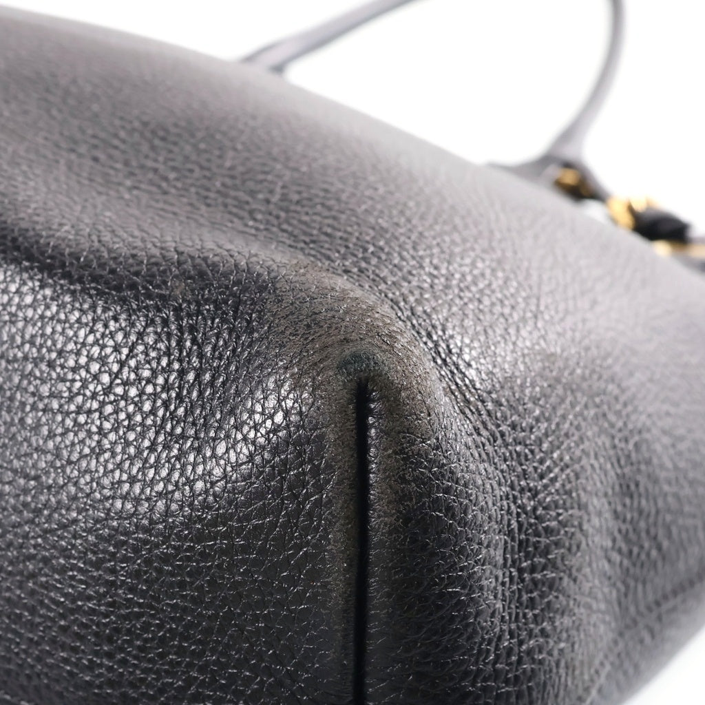 PRADA(プラダ) ヴィッテロ フェニックス レザー 2WAY ハンド ショルダー トートバッグ ゴールド金具 ブラック 1BG865 レディース