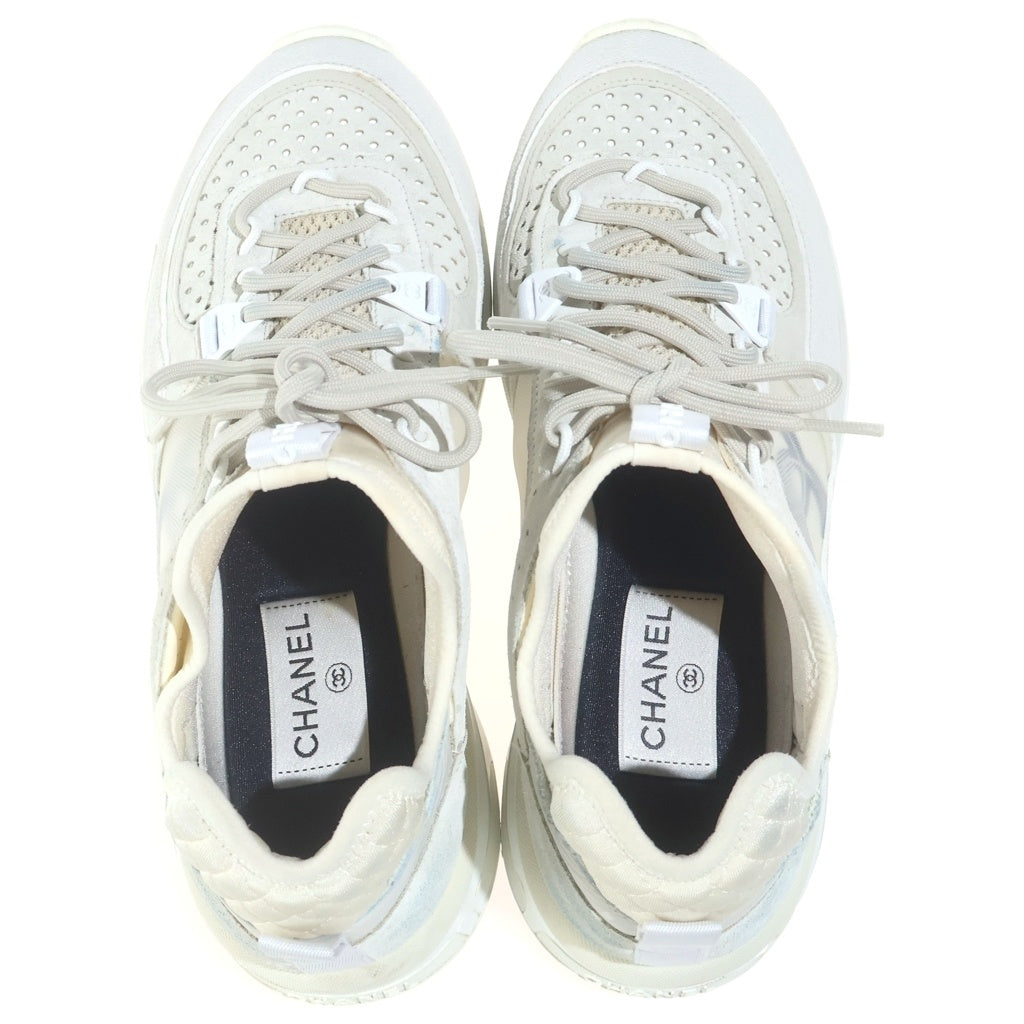 CHANEL(シャネル) ココマーク トレーナーズ ローカットスニーカー スエード レザー ホワイト L G40193 レディース