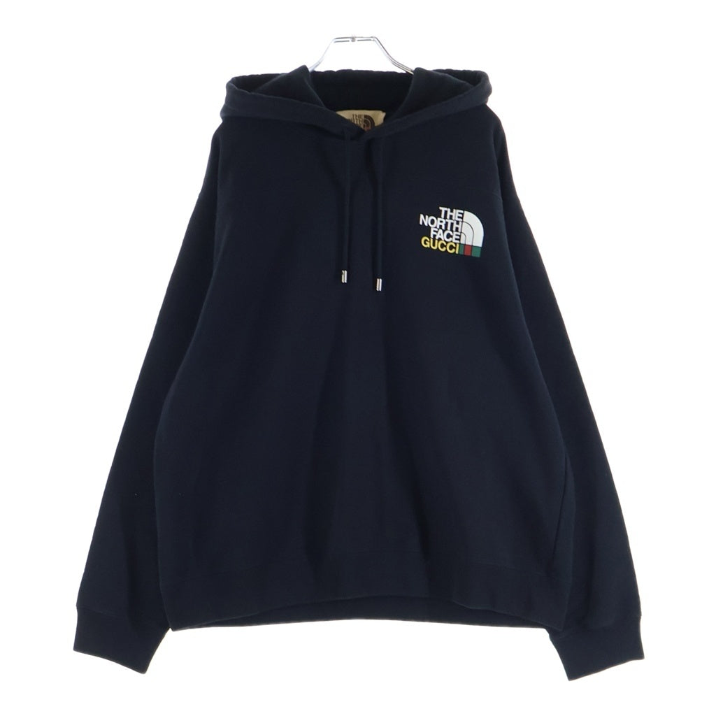 GUCCI(グッチ) ×THE NORTH FACE 21AW PULLOVER HOODIE プルオーバーフーディー パーカー 両面プリント ロゴ ブラック 671453 XJDW1
