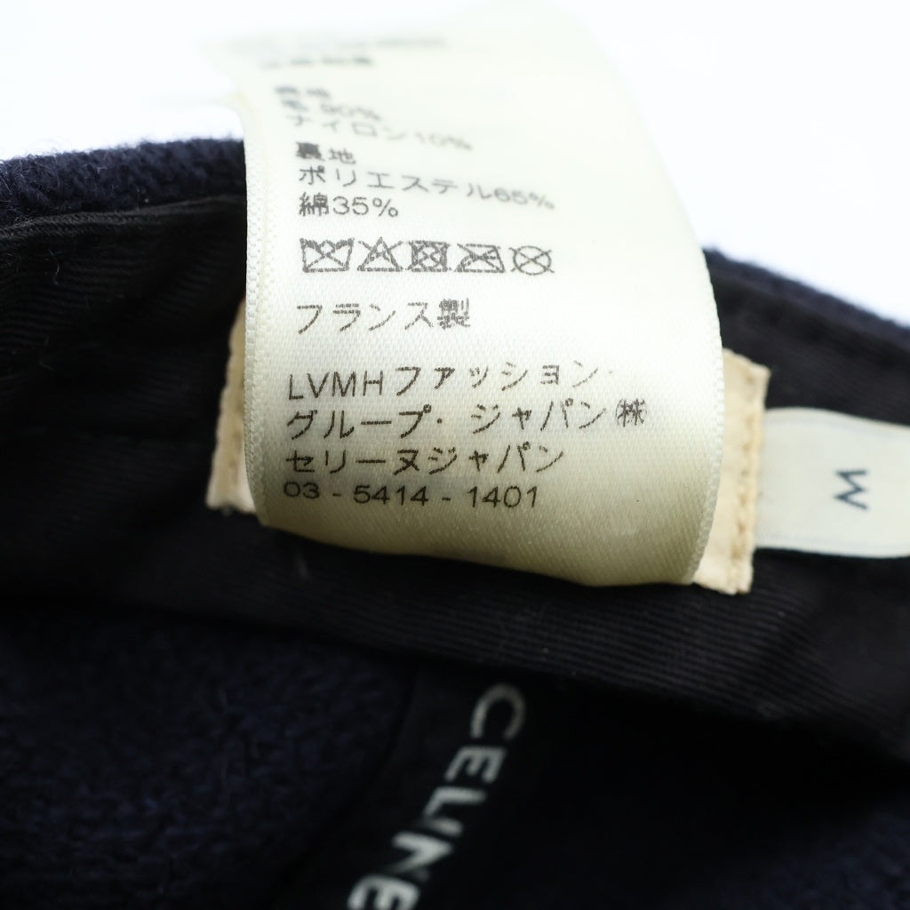 CELINE(セリーヌ) Cロゴキャップ ホワイト×ネイビー ウール×ナイロン#M 2AUU3896C