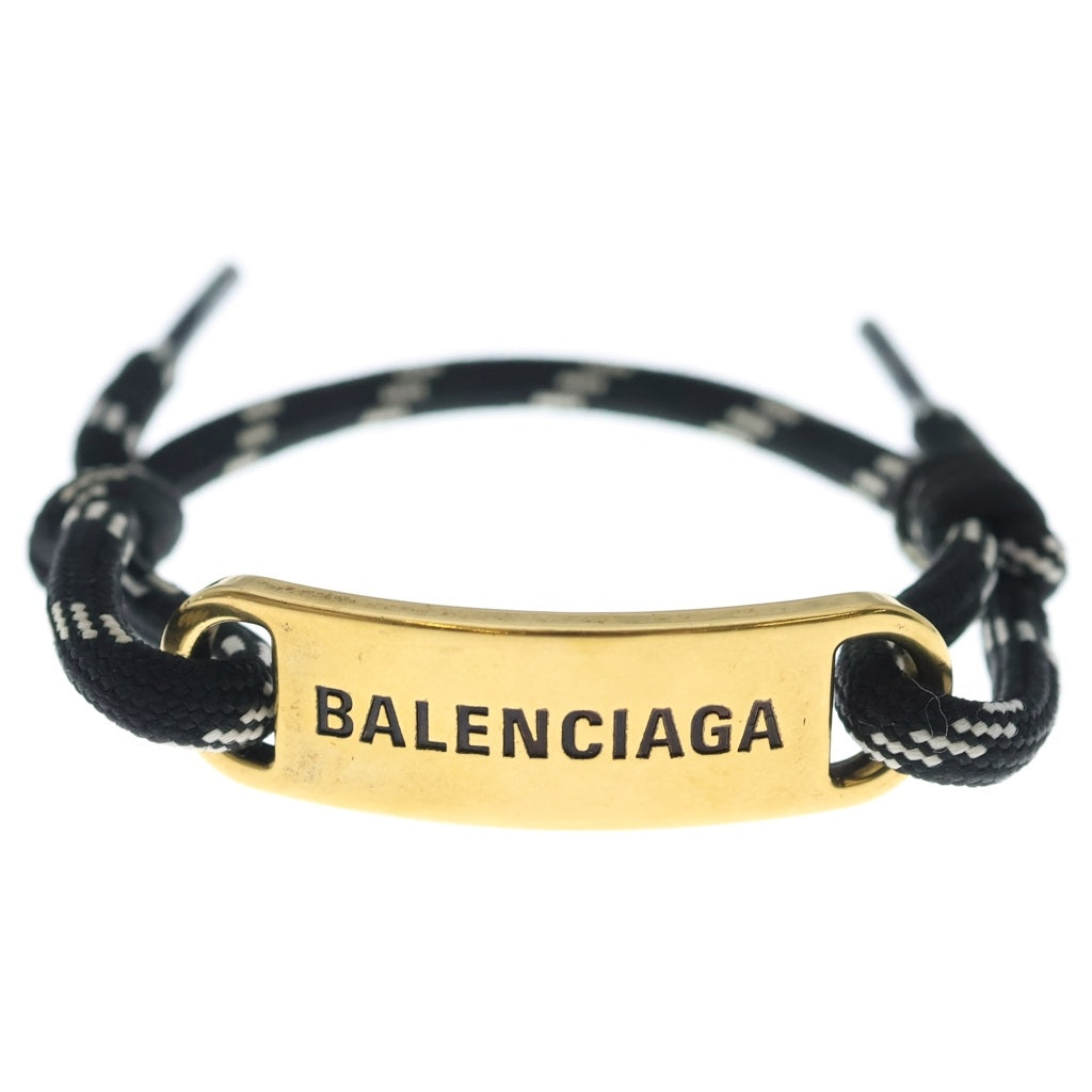 BALENCIAGA(バレンシアガ) ロゴ プレート ブレスレット ブラック 656418 ゴールド金具