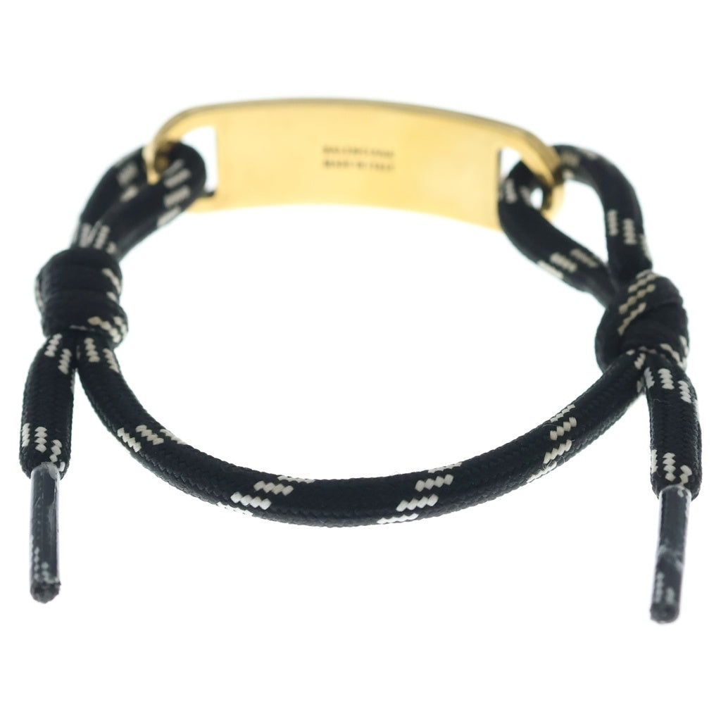 BALENCIAGA(バレンシアガ) ロゴ プレート ブレスレット ブラック 656418 ゴールド金具