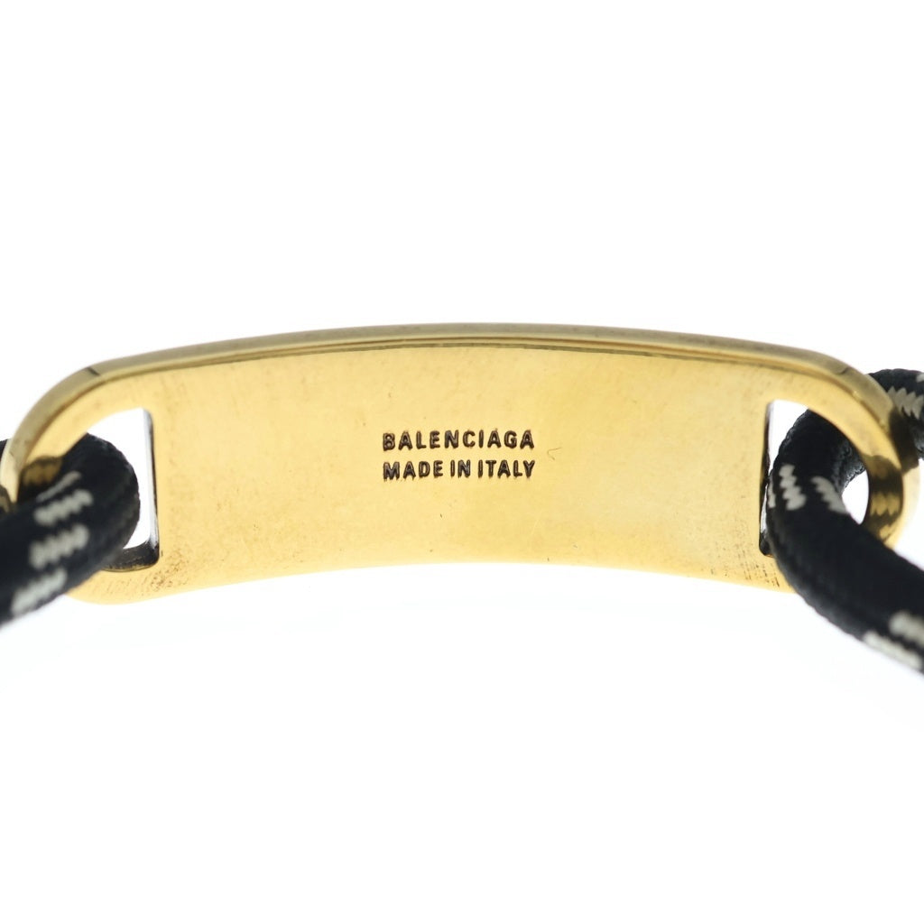 BALENCIAGA(バレンシアガ) ロゴ プレート ブレスレット ブラック 656418 ゴールド金具