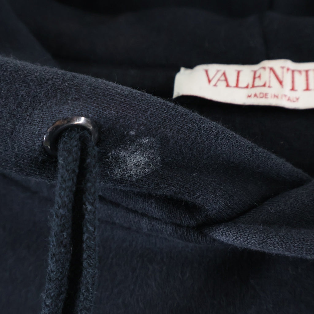 VALENTINO(ヴァレンティノ) ロゴパッチ ドローストリング フーディー パーカー ブラック XV3MF21M862