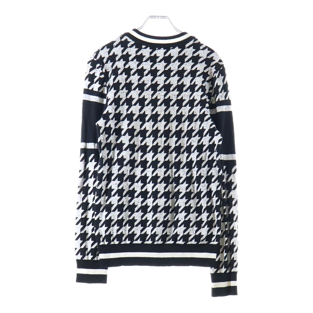 BALMAIN(バルマン) 千鳥格子柄ロゴニット ブラック×ホワイト ウール×リネン KD000KC08
