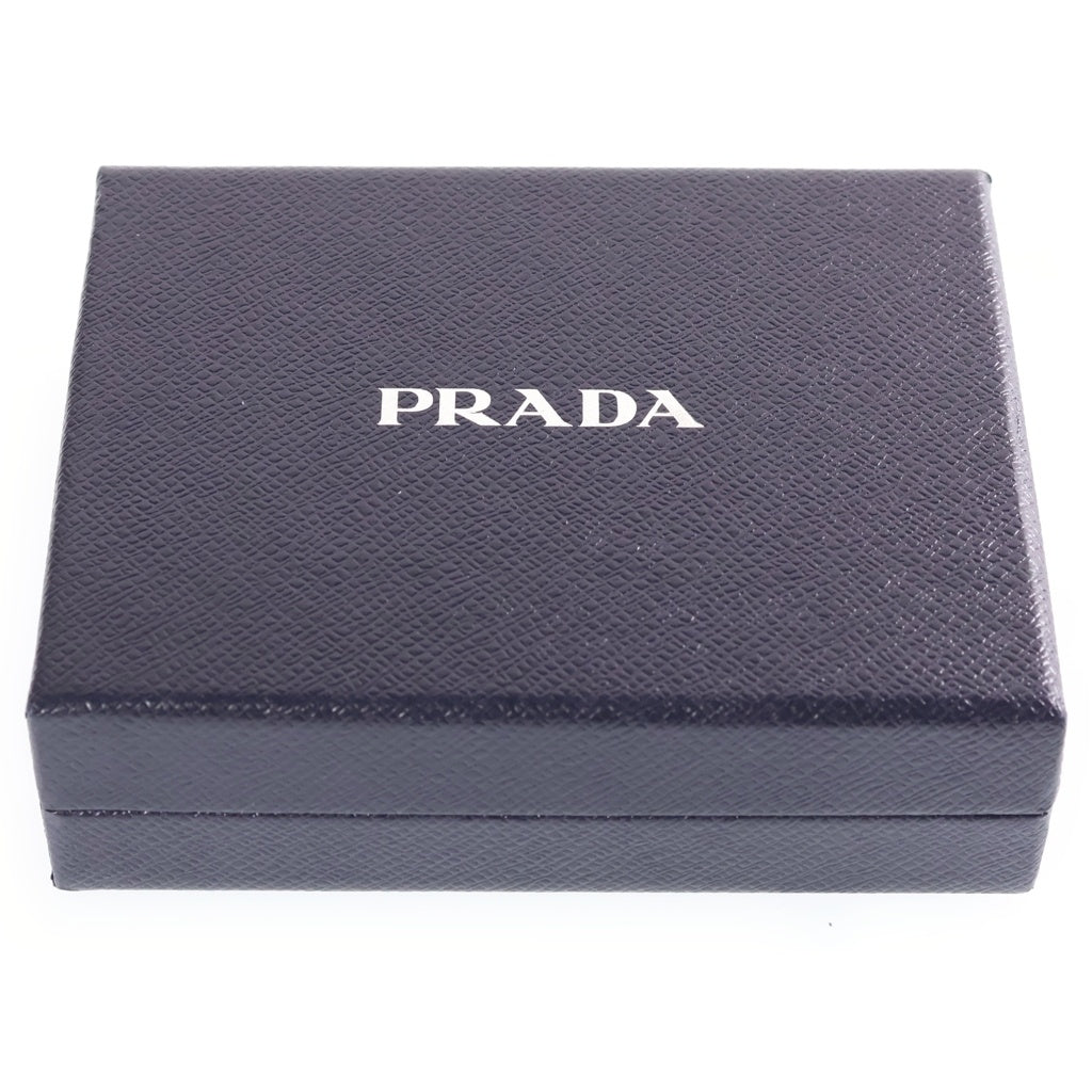 PRADA(プラダ) トライアングル ロゴ スモール コンパクトウォレット 二つ折り財布 ブラック レザー 1ML050 ゴールド金具 レディース