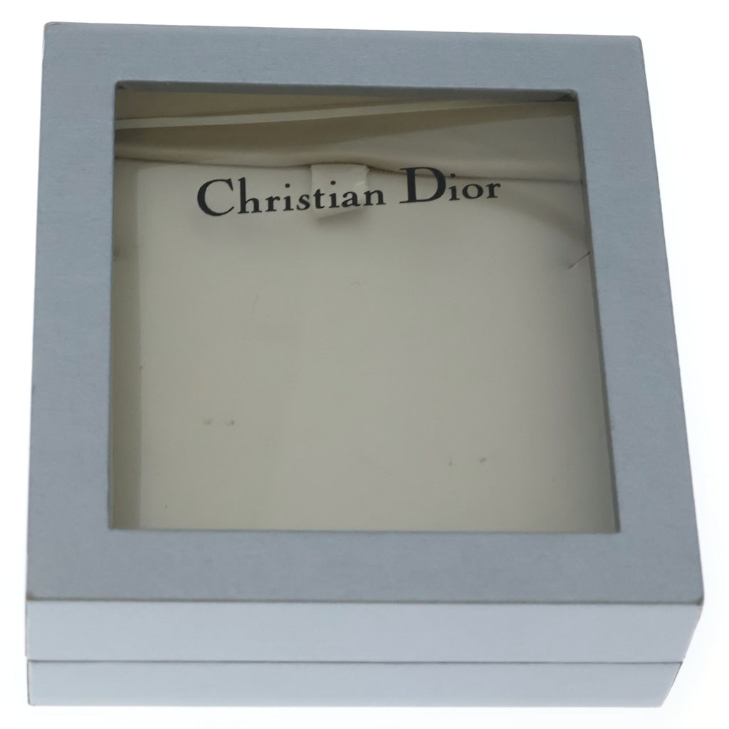 Christian Dior(クリスチャンディオール) ホワイトフラワーモチーフ・Dロゴチャーム ネックレス ペンダント チェーン ホワイト×シルバー×ピンク レディース