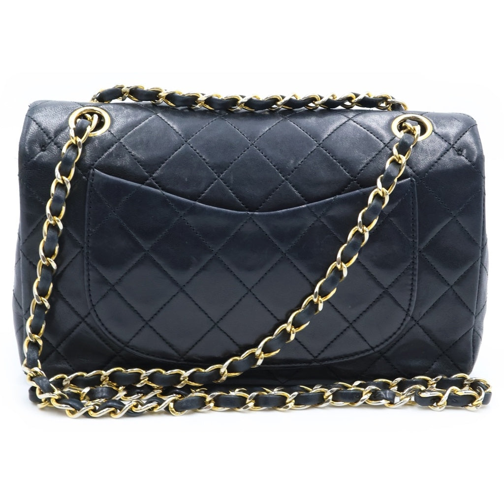 CHANEL(シャネル) マトラッセ23 ダブルフラップダブルチェーンショルダーバッグ ハンドバッグ ブラック ラムスキン ゴールド金具 A01113 レディース